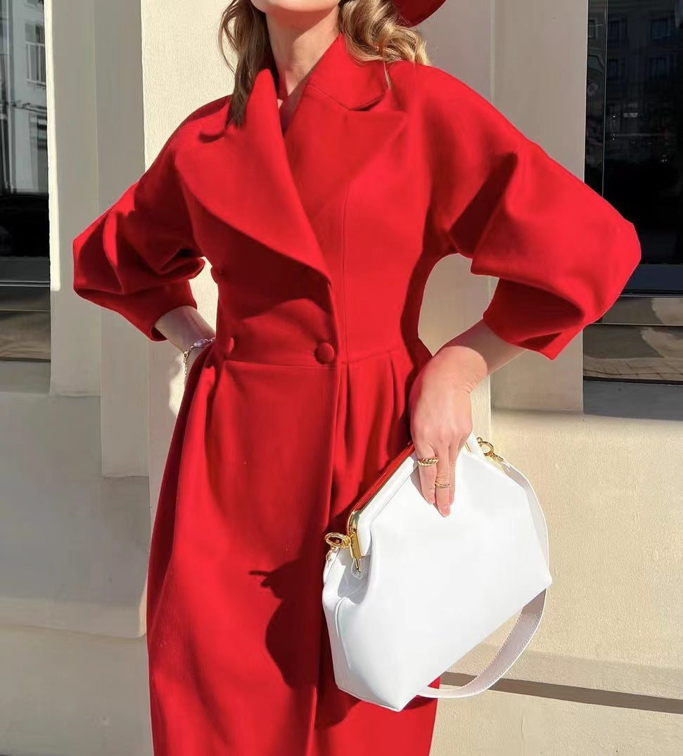 Luxe Marelle - Bijeli vuneni kaput za zimu