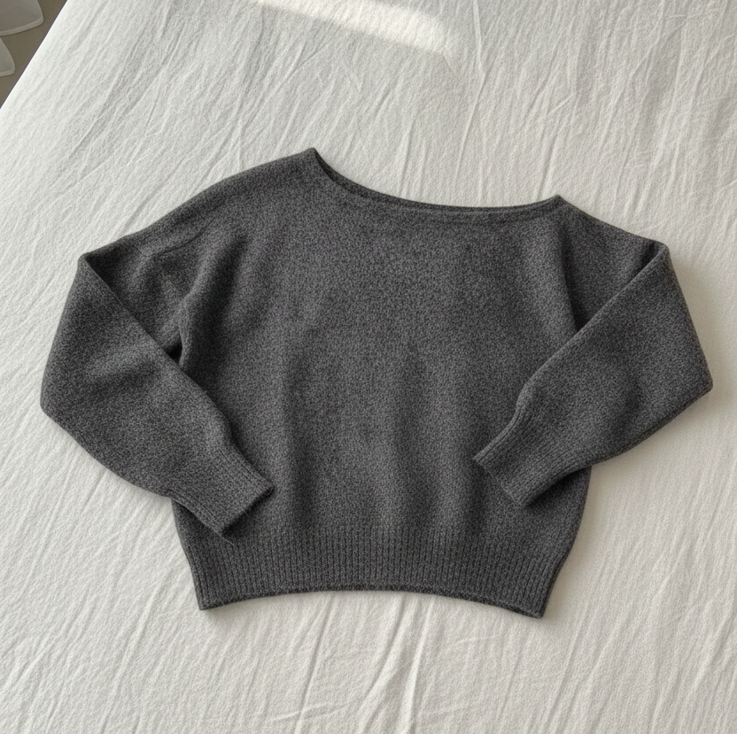 Upper East Chic Pleteni Pulover s Širokim Ovratom i Dugim Rukavima